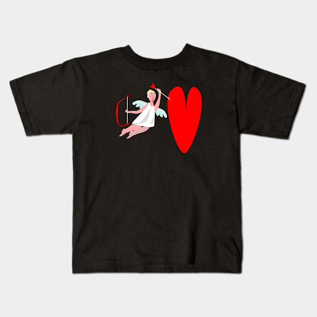 Funny, original gift for Valentine's Day, Love heart & Cupid. Kids T-Shirt by KristinaEvans126